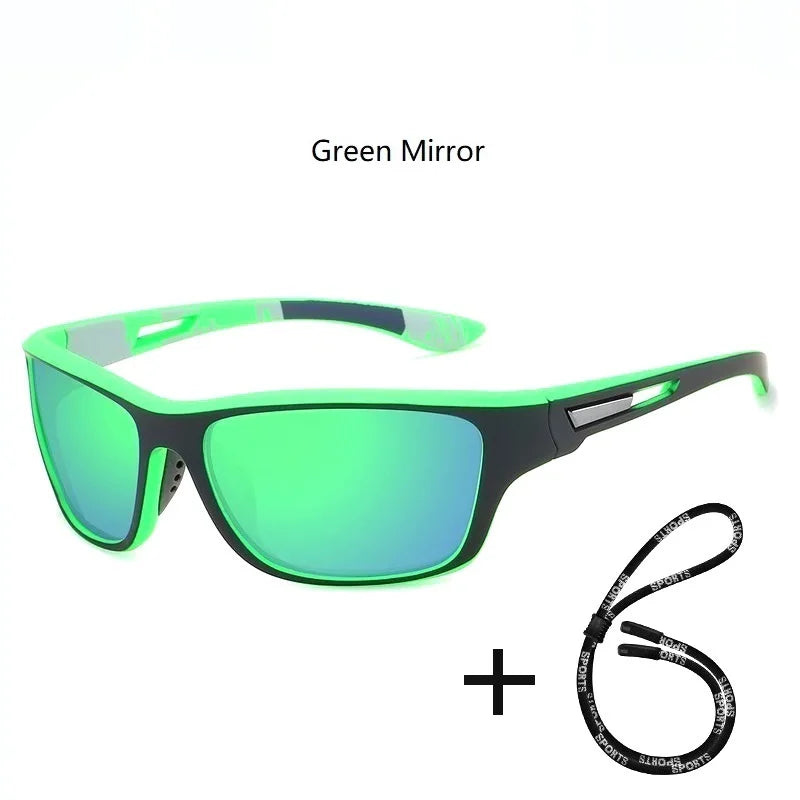 Fashion Sports Sunglasses with Chain | UV400 Mirror Lens, Unisex Retro Style