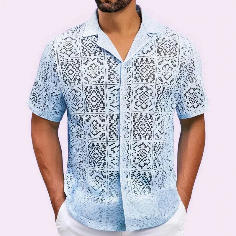 Men's See-Through Mesh Shirt – Breathable Casual Top for Beach & Nightlife