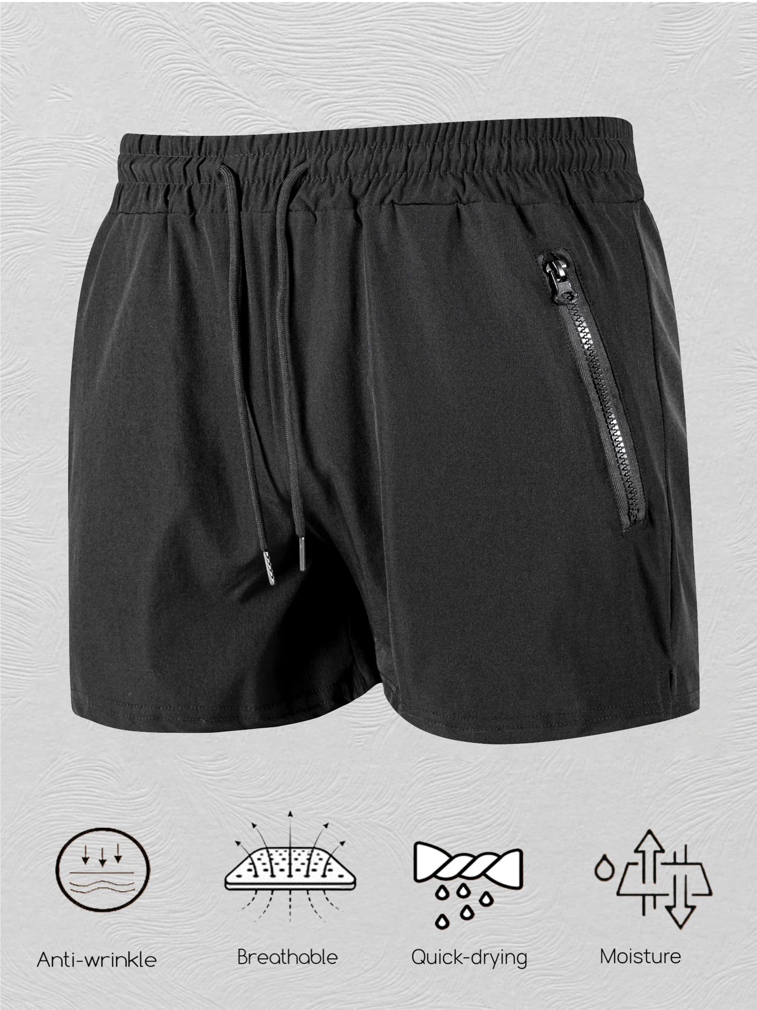 Men's Quick-Dry Running Shorts – Mesh Lining, Zipper Pocket & Drawstring for Gym & Outdoor Fitness