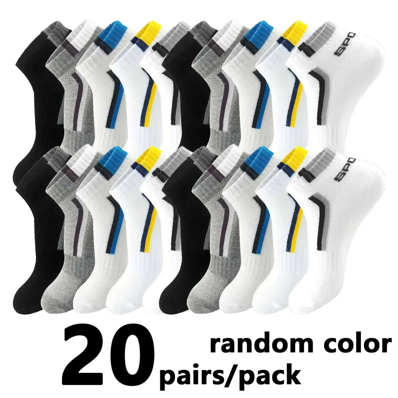 Men's Mesh Ankle Socks – 30-Pack Breathable Color-Block Sport Socks