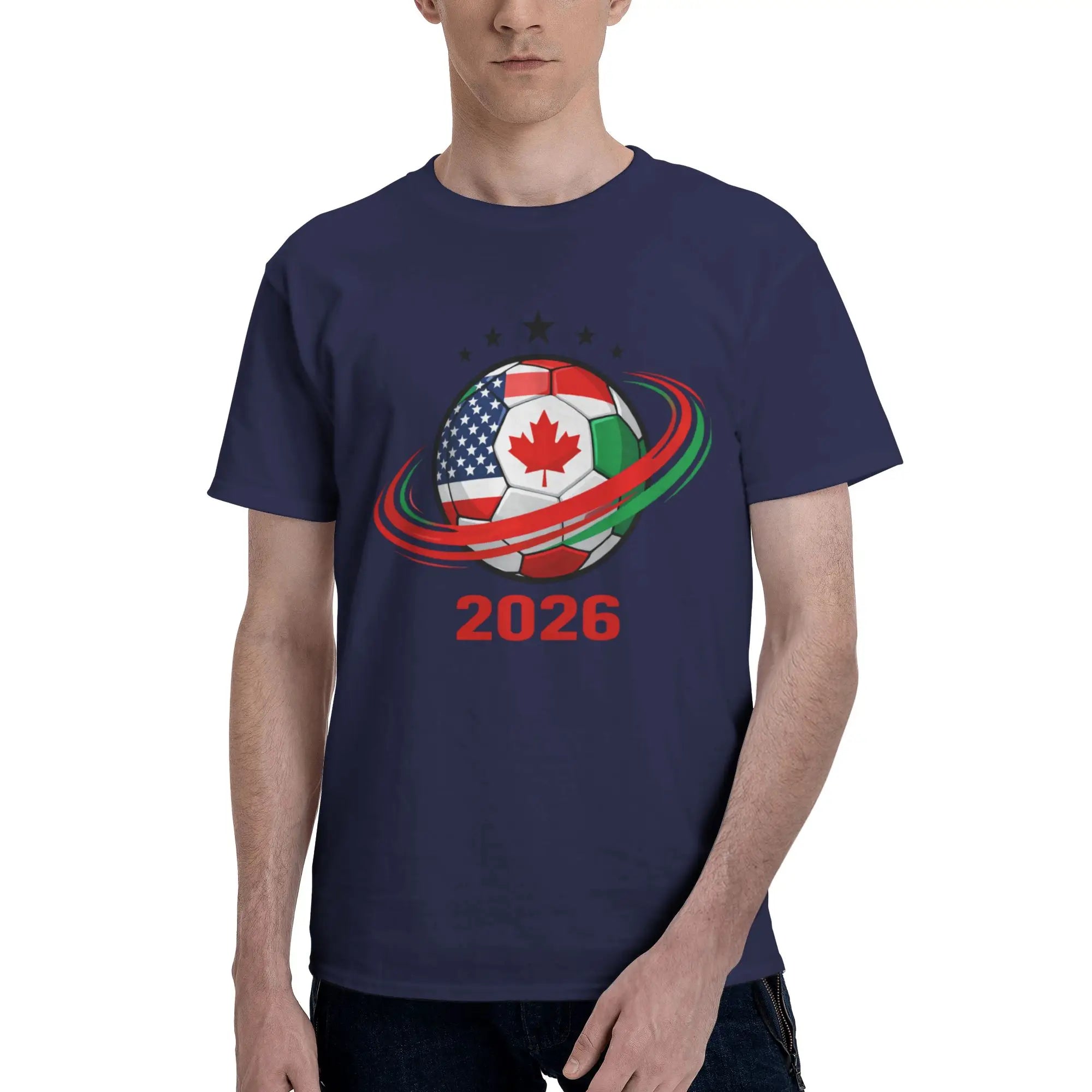 2026 FIFA World Cup T-Shirt | USA Canada Mexico Soccer Fan Tee | 100% Cotton Men's Casual