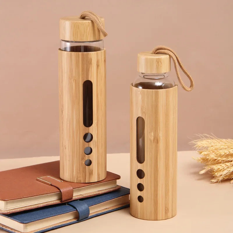 500ml Borosilicate Glass Water Bottle with Bamboo Sleeve | BPA-Free & Eco-Friendly