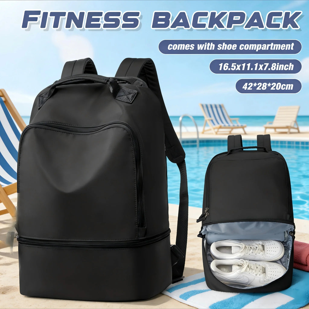 Women's Gym Bag & Travel Backpack with Shoe Compartment – Ideal for Tennis & Swim