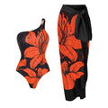 Women's One-Shoulder Swimsuit & Cover-Up Set – Sexy Floral Print Beachwear, Push-Up Bikini & Bodysuit (S-XL)