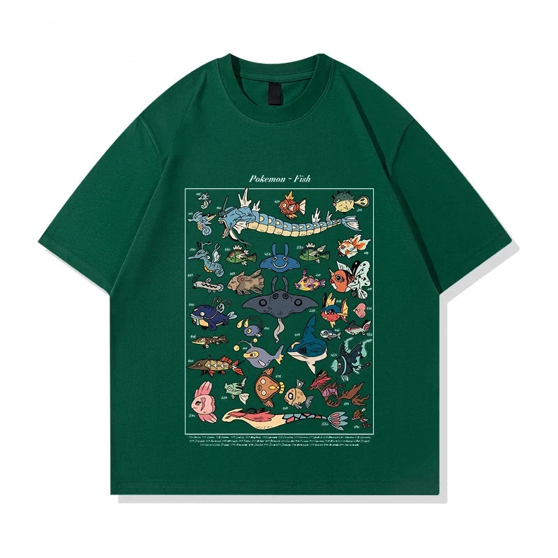 Pokémon Retro Graphic T-Shirt – Japanese Style 100% Cotton Loose Fit Short Sleeve Tee