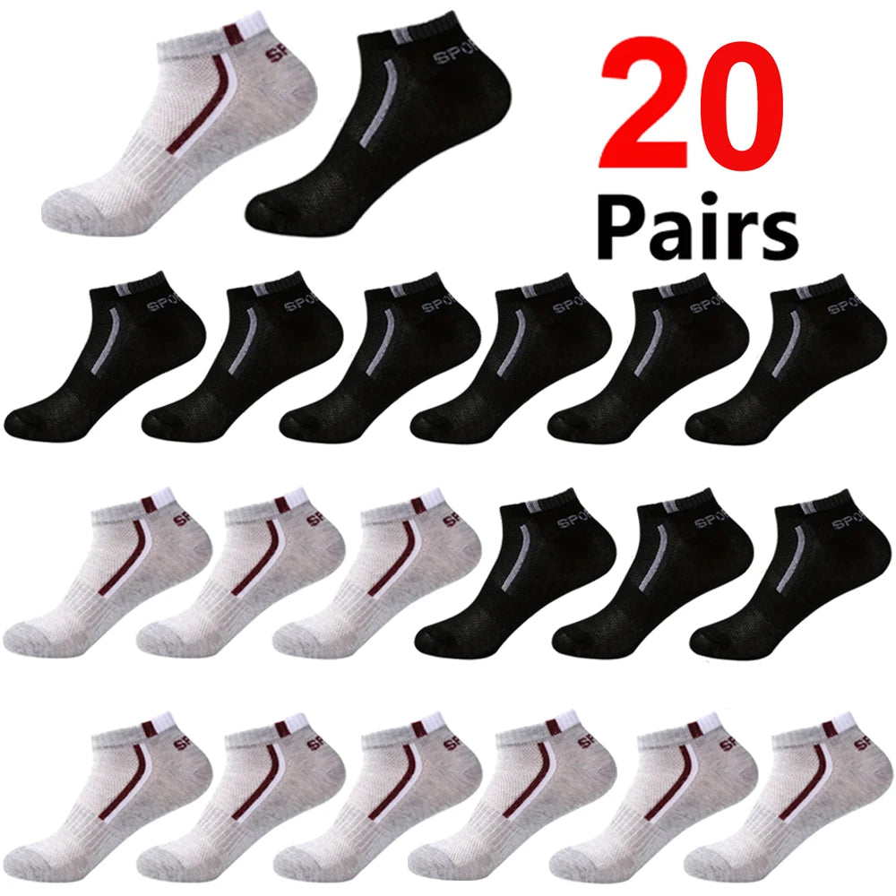 Men's Mesh Ankle Socks – 30-Pack Breathable Color-Block Sport Socks