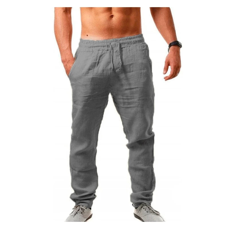 Men's Linen Cotton Casual Pants – Loose Fit, Breathable & Lightweight