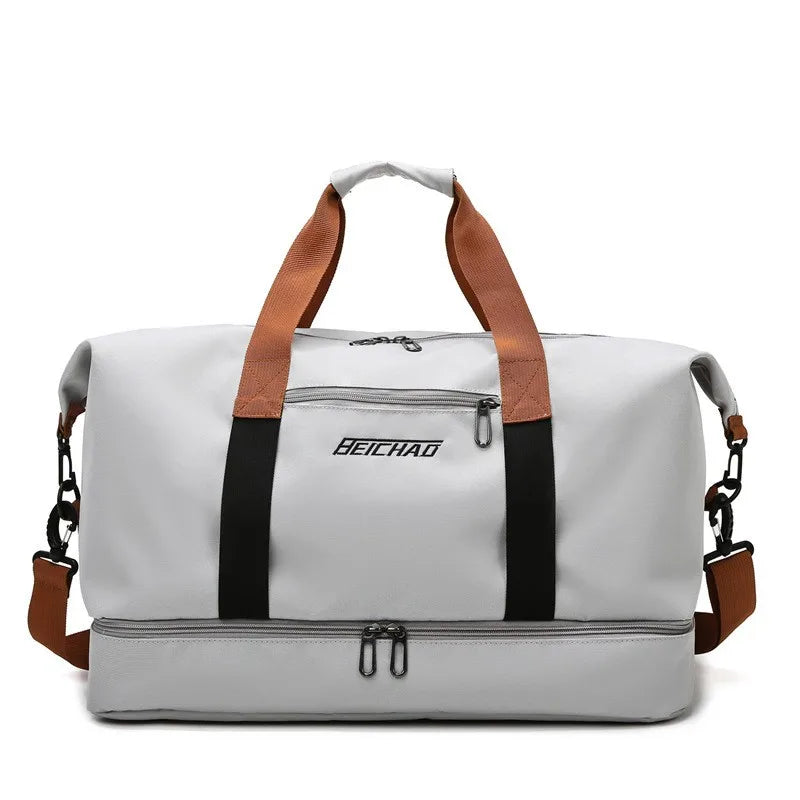 Women's Gym & Travel Duffle Bag – Waterproof Nylon Sports Bag with Shoe Pocket & Wet/Dry Separation