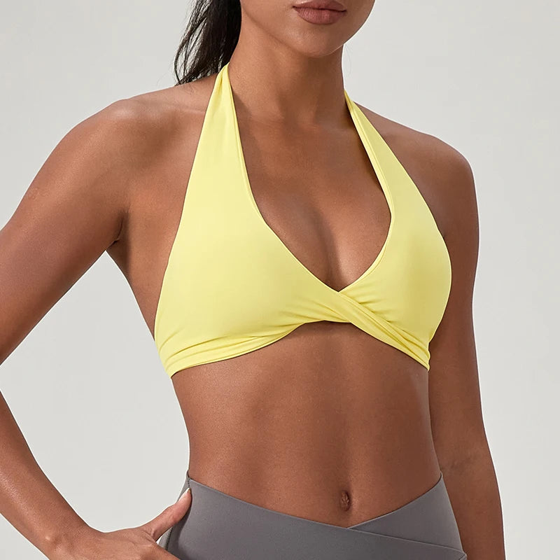 Women's Halter Neck Sports Bra – Quick-Dry Yoga & Gym Bra with Stylish Open Back (S-2XL)