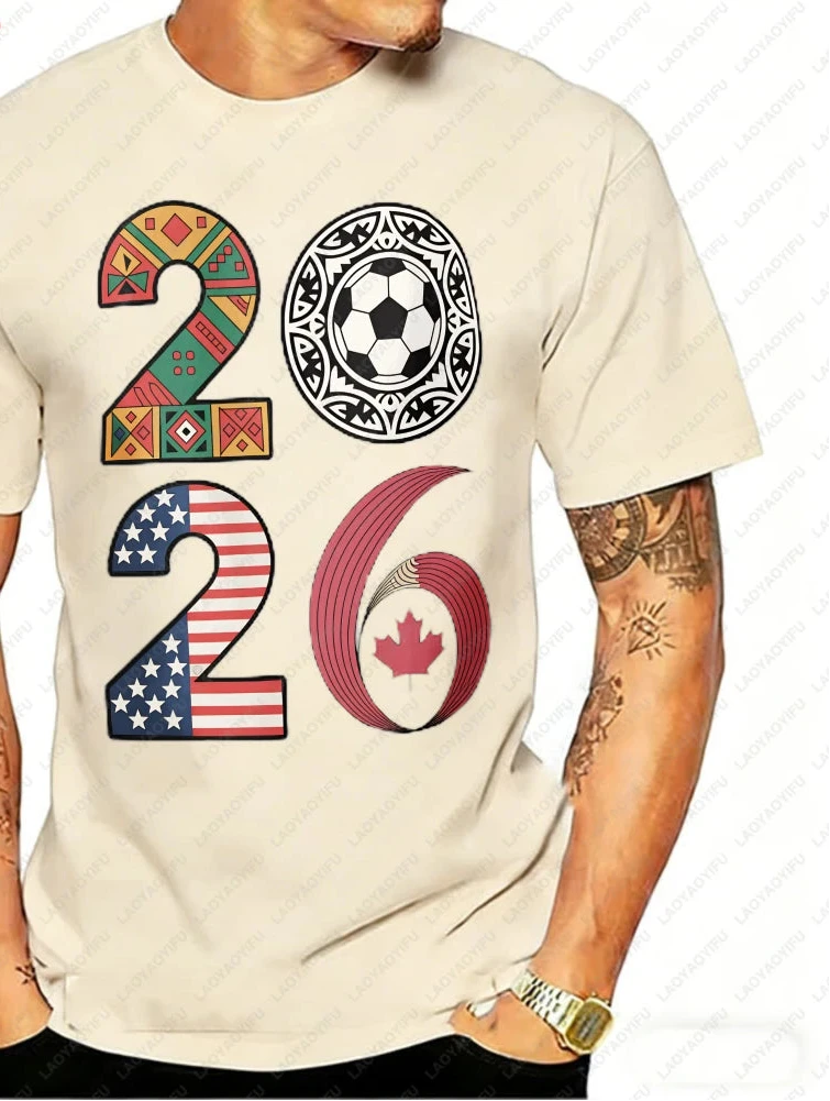 2026 World Cup Soccer Graphic Tee – USA, Canada & Mexico Cotton Shirt