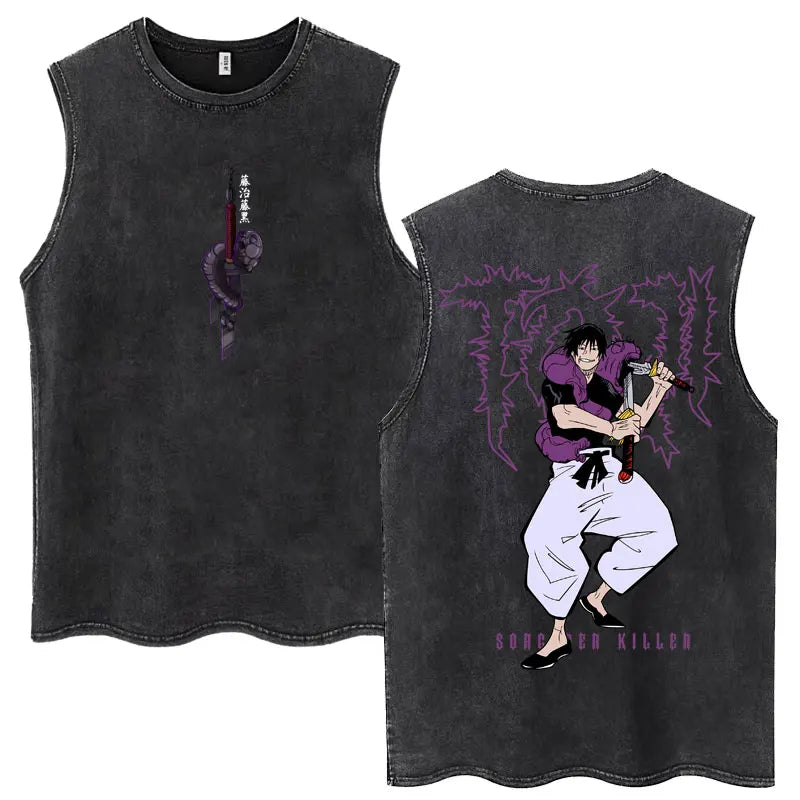 Jujutsu Kaisen Nanami Kento Anime Tank Top | Washed Graphic Sleeveless Tee