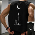 Men's Astronaut Moon Print Tank Top | Casual Sleeveless Vest