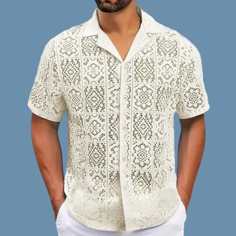 Men's See-Through Mesh Shirt – Breathable Casual Top for Beach & Nightlife