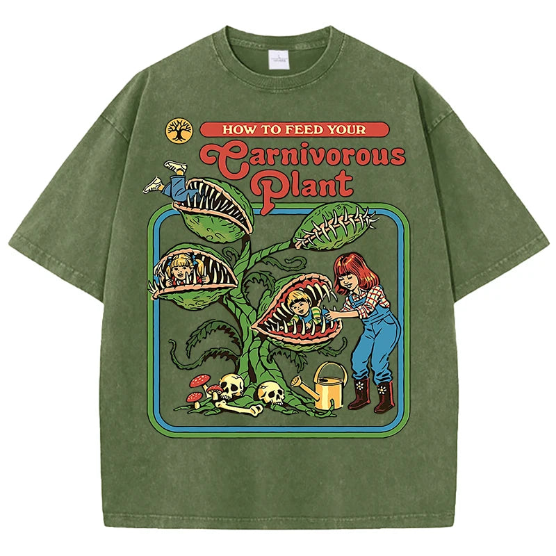 Men's Carnivorous Plant Graphic T-Shirt – Soft Cotton Casual Crewneck Short Sleeve