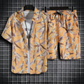 Men's 2-Piece Hawaiian Beach Set – Quick-Dry Print Shirt & Matching Shorts