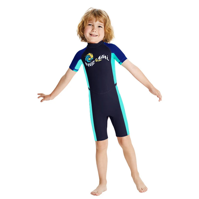Kids One-Piece Swimsuit – Boys Cartoon Animal Print Swimwear