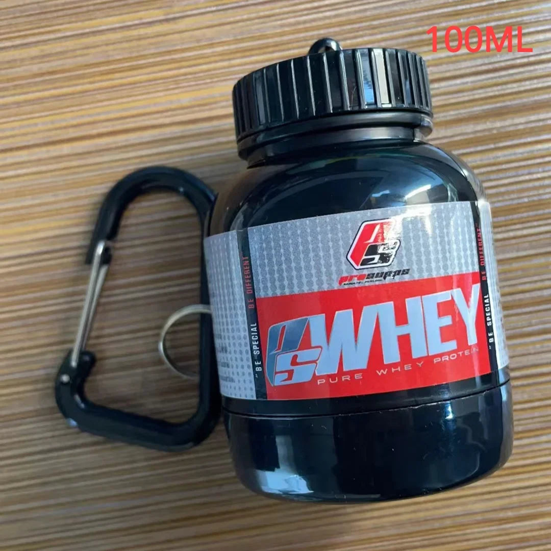Portable Protein Powder Container with Keychain – Mini Travel Storage Bottle (100ml & 200ml)