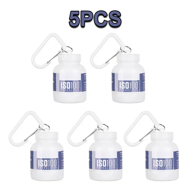 Mini Leakproof Protein Powder Container with Keychain – 100ml Gym Supplement Storage (1, 2, 5, 10 & 20 Pack)