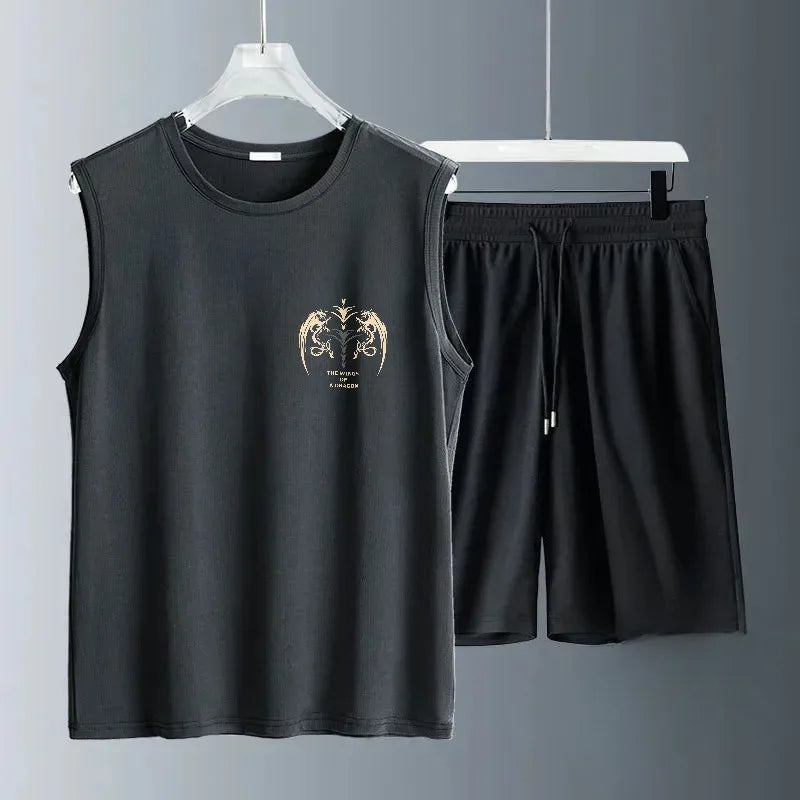 Men's Sleeveless Gym Tank Top – Angel Wings Graffiti Knit Bodybuilding Vest