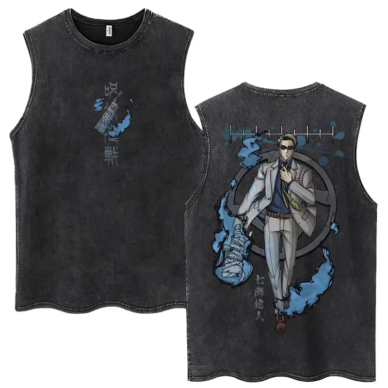 Jujutsu Kaisen Nanami Kento Anime Tank Top | Washed Graphic Sleeveless Tee