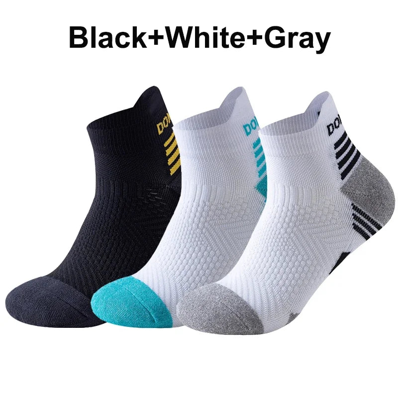 Marathon Running Socks – 3-Pack Cushioned Low-Cut Ankle Sport Socks
