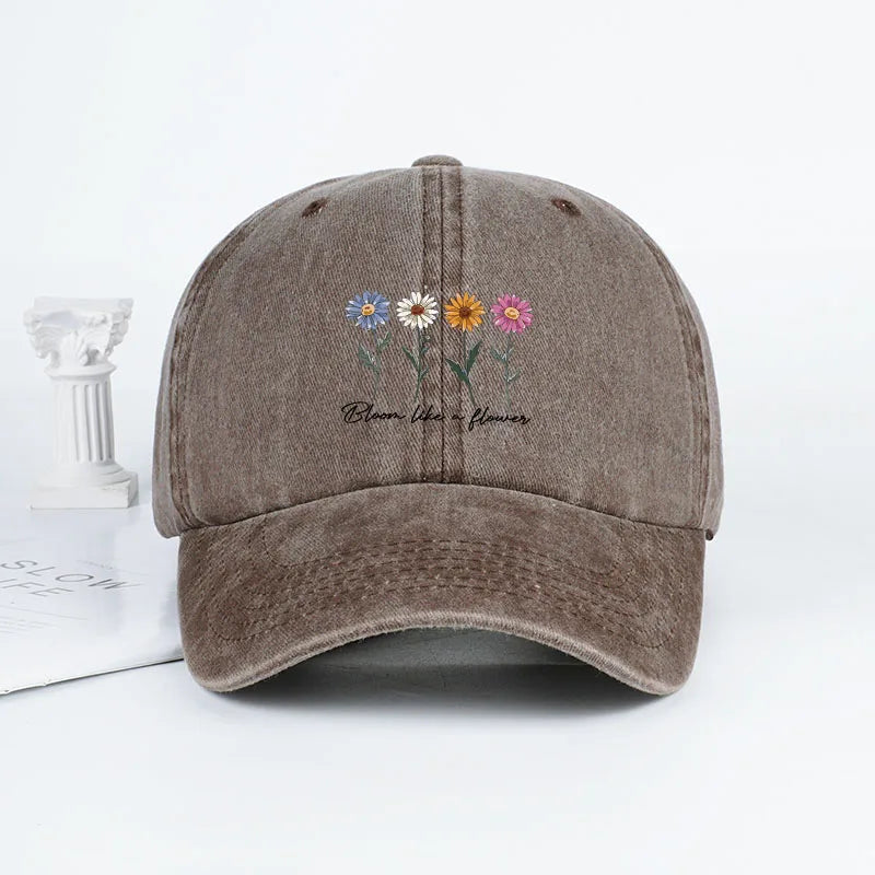 Daisy Floral Baseball Cap – Adjustable Unisex Sun Hat for Outdoor & Travel