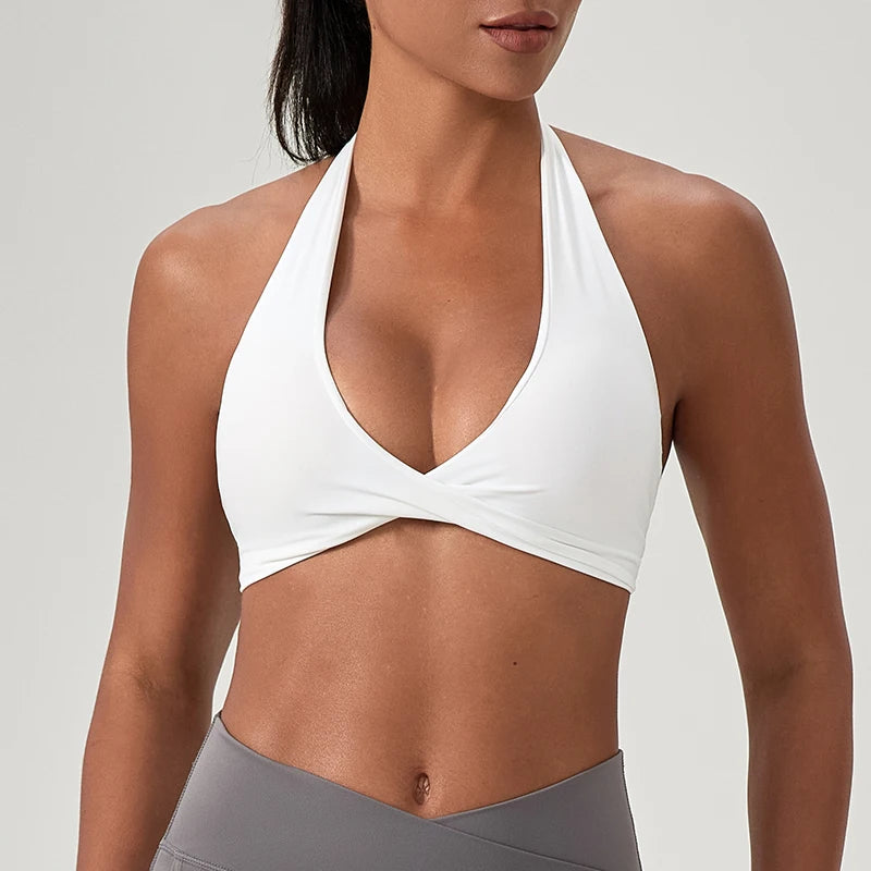 Women's Halter Neck Sports Bra – Quick-Dry Yoga & Gym Bra with Stylish Open Back (S-2XL)