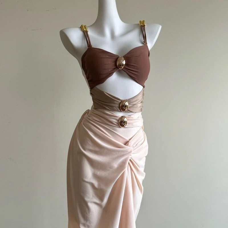 Women's One-Piece Swimsuit Beach Dress | Asymmetrical Skirt Cover-Up