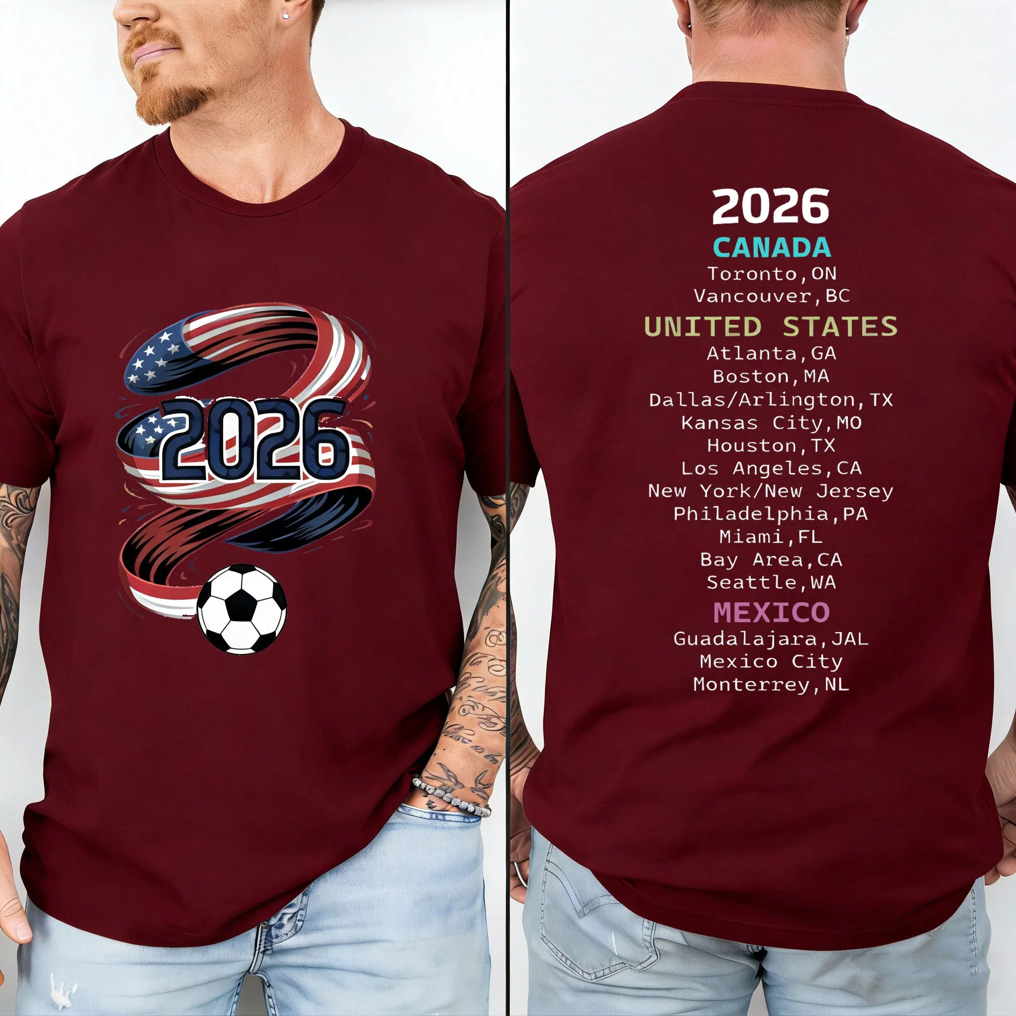 2026 World Cup Host Cities T-Shirt | North America Soccer Fan Gift | Retro Graphic Tee