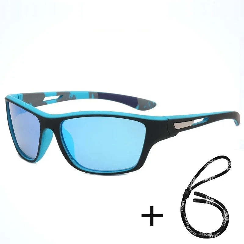 Fashion Sports Sunglasses with Chain | UV400 Mirror Lens, Unisex Retro Style