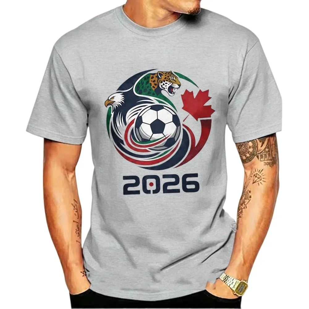 Men's 2026 World Cup Soccer Graphic Tee – USA, Canada & Mexico Eagle Jaguar Design