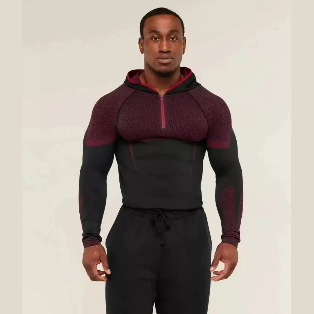 SHARK ONYX 5.0 Men's Hooded Compression Base Layer – Long Sleeve GYM Fitness Top