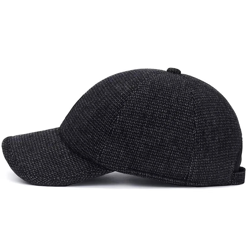 Men's Baseball Cap with Earmuffs – Windproof Warm Adjustable Winter Hat