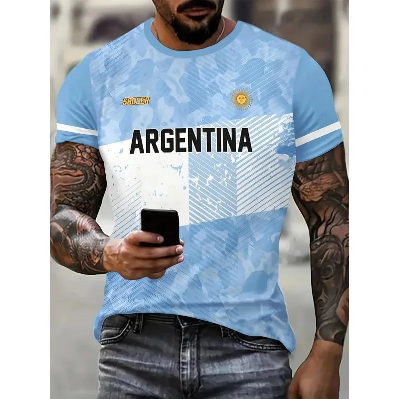Argentina Flag Jersey T-Shirt | Men's Soccer Tee