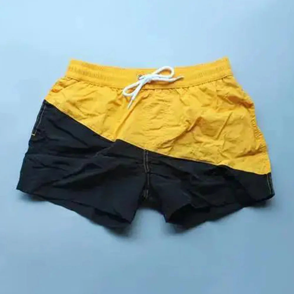 Men's Contrast Color Swim Trunks | Waterproof Quick-Dry Beach Shorts