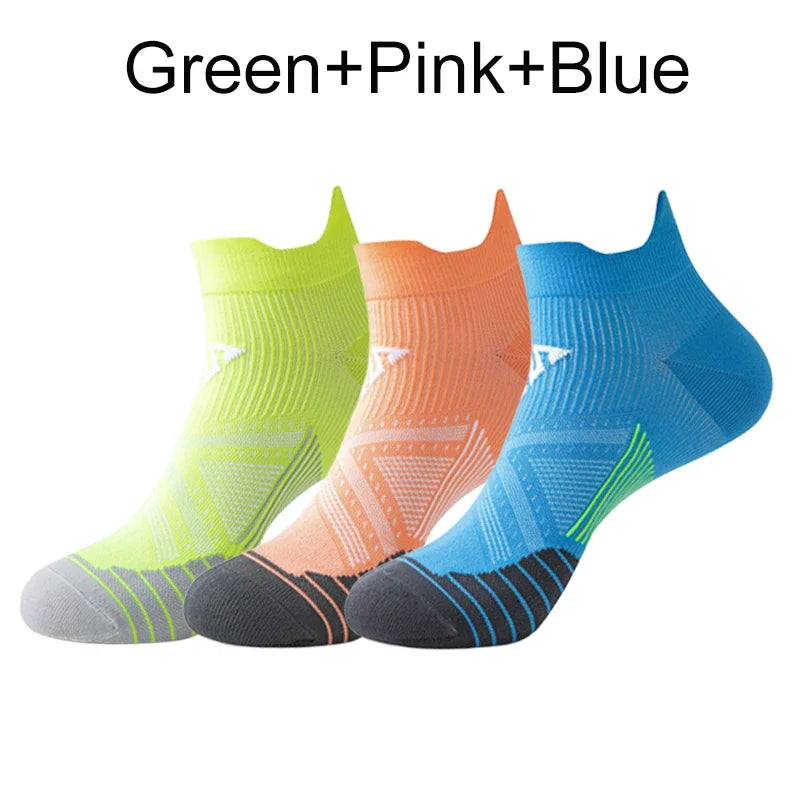 Marathon Running Socks – 3-Pack Cushioned Low-Cut Ankle Sport Socks