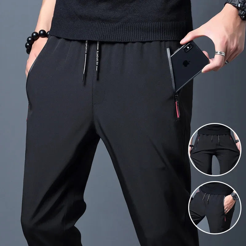 Men's Slim Fit Jogger Pants – Elastic Waist, Korean Style, Available in Plus Sizes