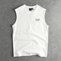 Men's Retro Letter Print Sleeveless Vest | 100% Slub Cotton Tank Top