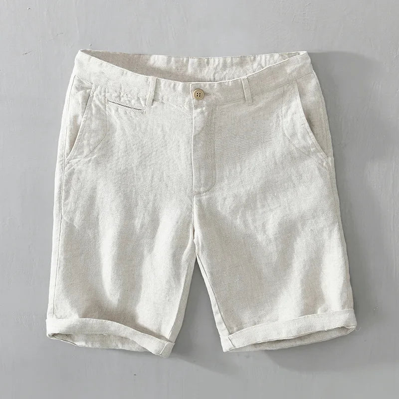 Men's Linen Beach Shorts | Smart Casual Knee-Length Shorts