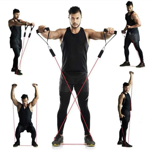 11-Piece TPE Resistance Band Set – Pull Rope Kit with Door Anchor, Handles, Ankle Straps & Carry Bag
