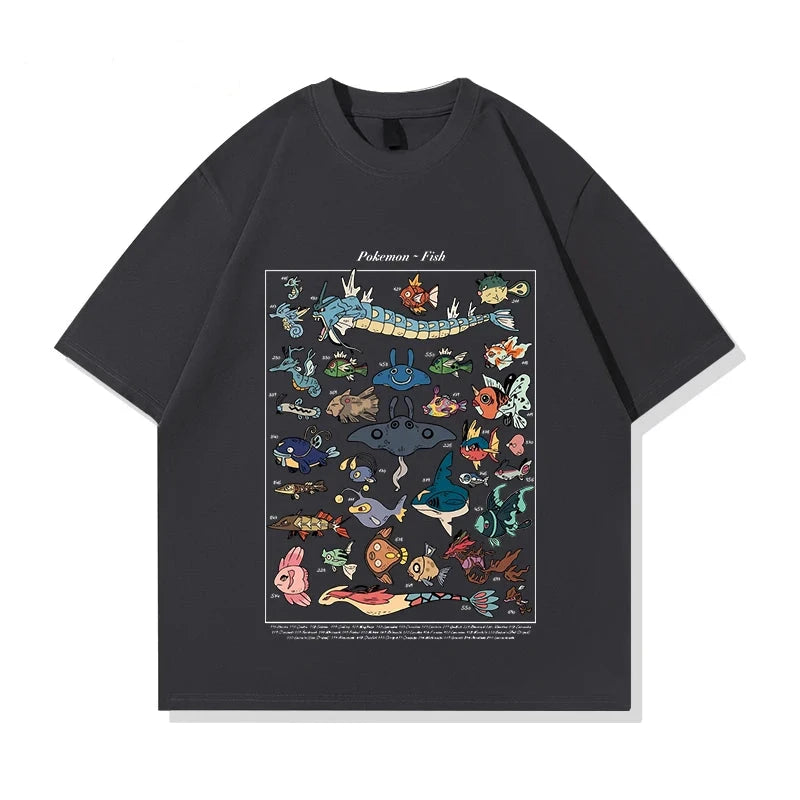 Pokémon Retro Graphic T-Shirt – Japanese Style 100% Cotton Loose Fit Short Sleeve Tee