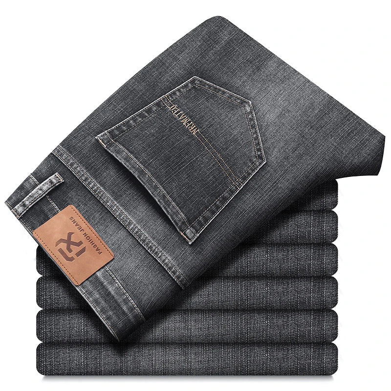 Men's Stretch Straight Jeans – Plus Size Business Casual Denim Pants