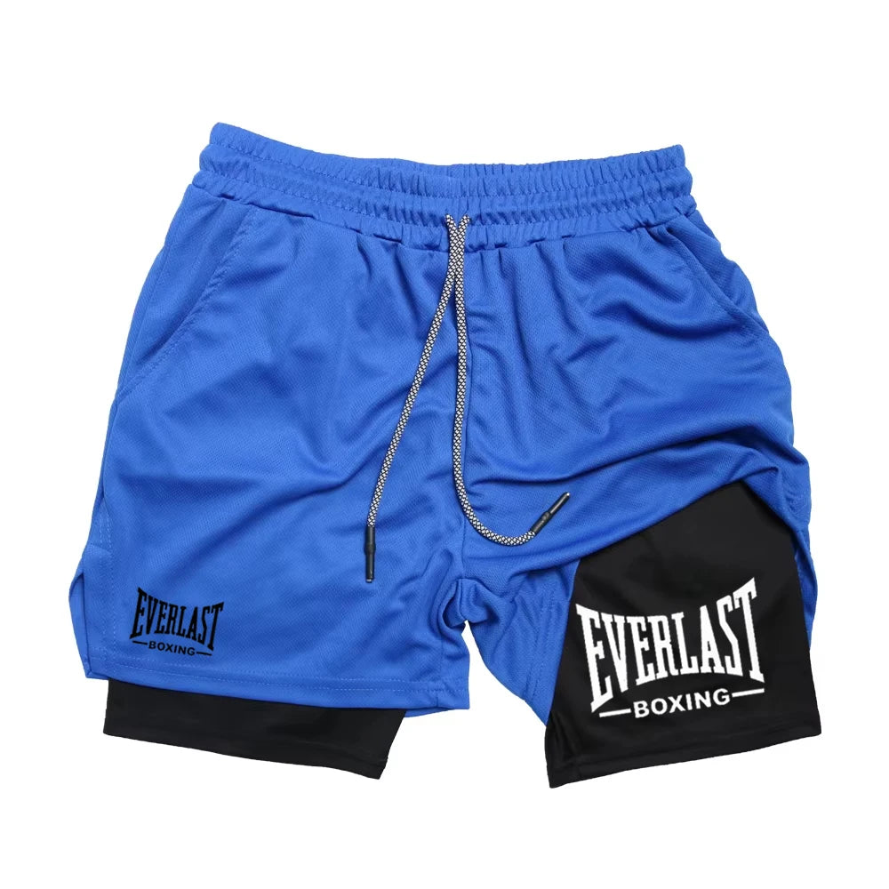 Men's Printed Compression Gym Shorts – Double-Layer Quick-Dry Training Shorts
