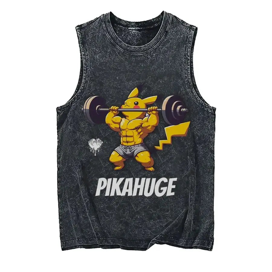 Men's Pokémon Oversized Vintage Washed Tank Top – Y2K Sleeveless Gym Shirt