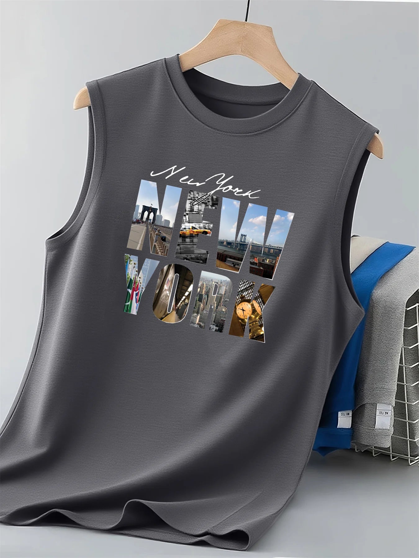 Men's New York Print Tank Top – Casual Sleeveless Vest for Summer
