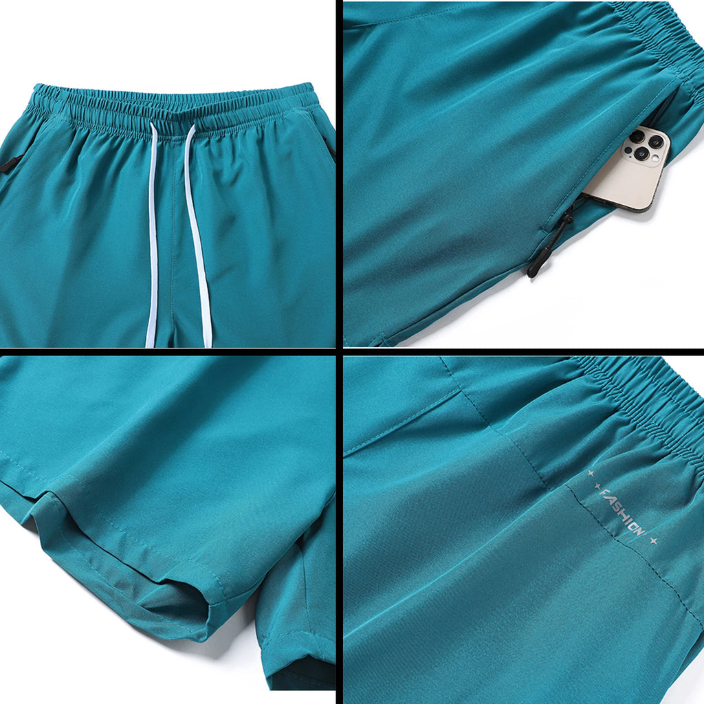 Men's Athletic Running Shorts – Quick Dry, Drawstring & Zip Pockets