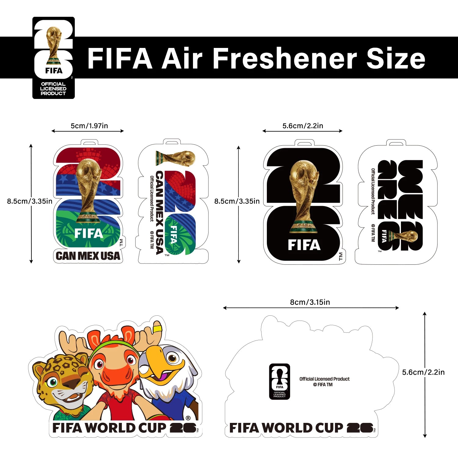 FIFA World Cup 2026 Car Air Freshener – Trophy, Mascot & Host City Designs | Long-Lasting Scent