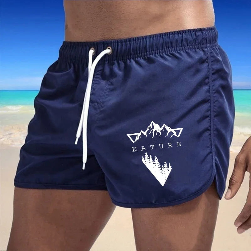 Men's Quick-Dry Swim Trunks – Printed Beach Shorts for Swimming & Surfing (S–XXXL)