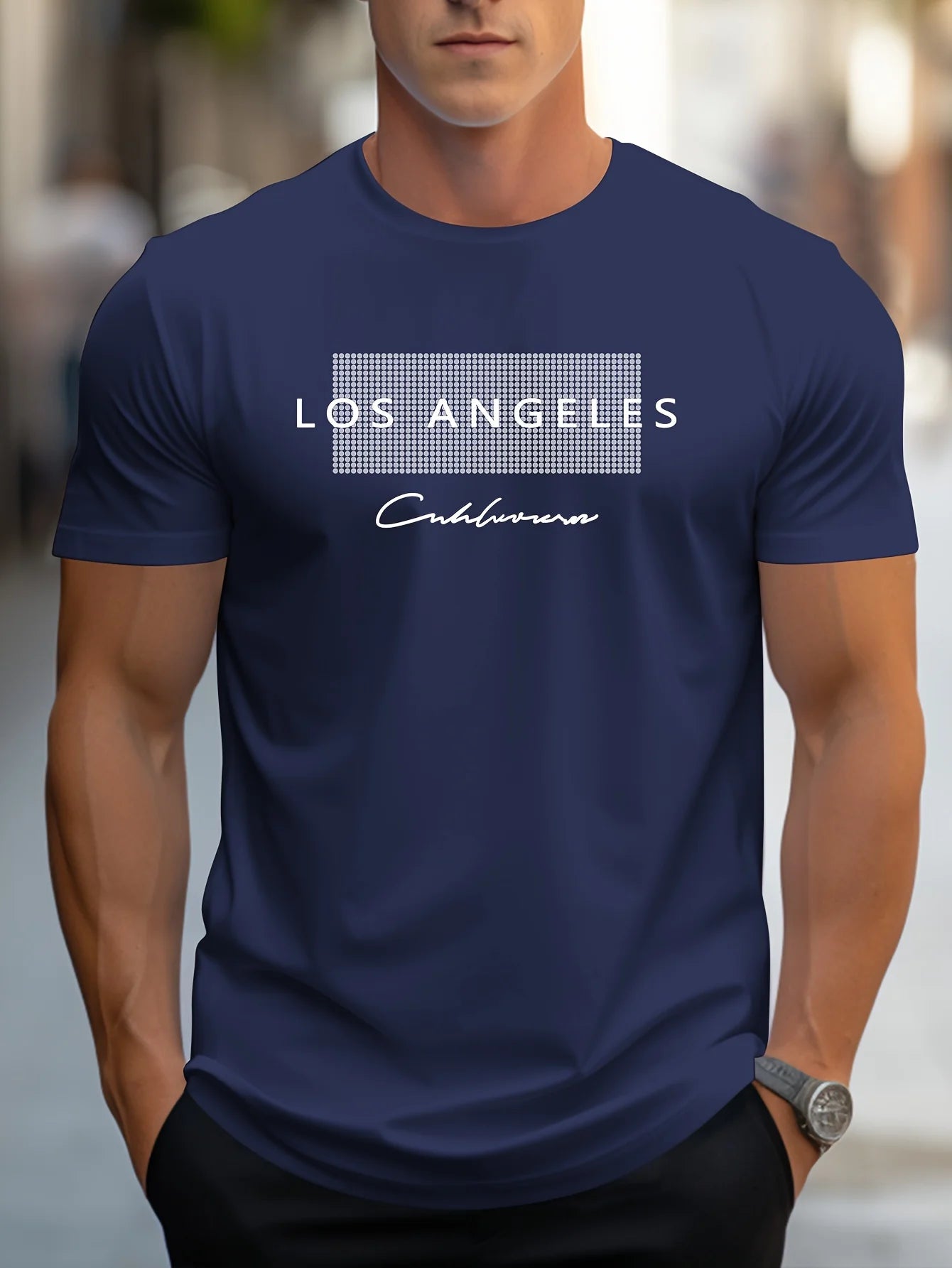 Men's 100% Cotton Los Angeles Graphic T-Shirt – Loose Fit, Breathable, Short Sleeve Casual Tee