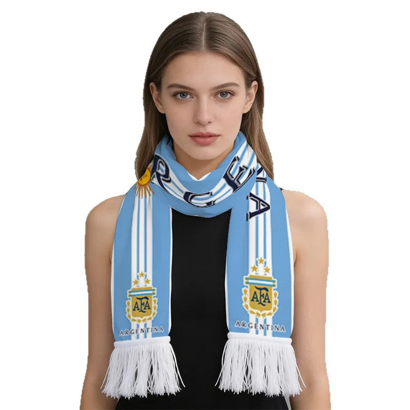 FIFA World Cup 2026 Fan Scarf – Choose Your Country | Flannel Tassel Supporter Scarf